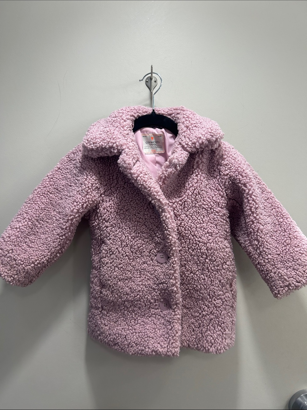 Crewcuts Pastel Pink Sherpa Pea Coat